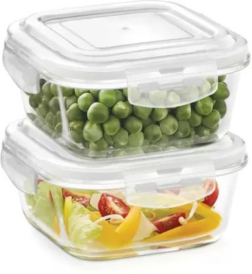 GZ CREATION Glass Utility Container  - 320 ml(Pack of 2, Clear)