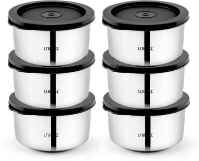 UNINOX Stainless Steel Utility Container  - 350 ml(Pack of 6, Black)