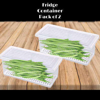 3D METRO SUPER STORE Plastic Fridge Container  - 1500 ml(Pack of 2, Clear)
