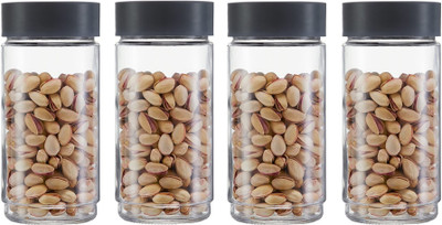 N H Enterprise Glass Grocery Container  - 2000 ml(Pack of 4, Grey)