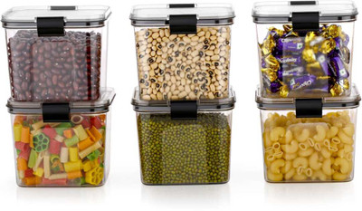Sahkti Plast Plastic Grocery Container  - 700 ml(Pack of 6, Black)