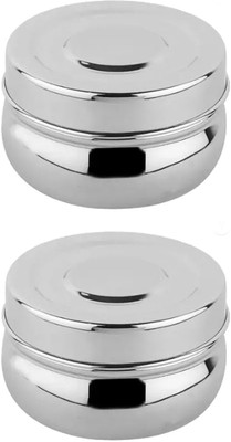 Prateek Kitchenware Stainless Steel Utility Container  - 300 ml(Pack of 2, Silver)