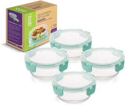 Allo Glass Fridge Container  - 390 ml(Pack of 4, Green)