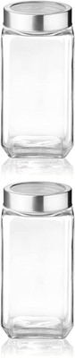 Shreeji krupa Glass Grocery Container  - 1000 ml(Pack of 2, Clear)