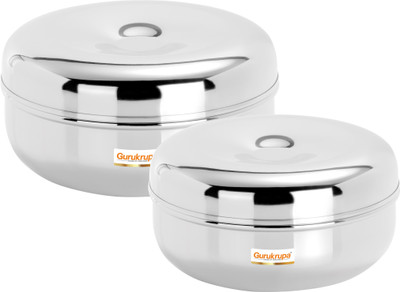 Gurukrupa Stainless Steel Utility Container  - 600 ml(Pack of 2, Silver)