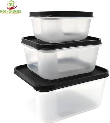 Moo Homeware Polypropylene Grocery Container  - 2400 ml, 1400 ml, 700 ml(Pack of 3, Black)