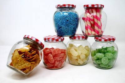 Hemtik Glass Grocery Container  - 350 ml(Pack of 6, Clear)