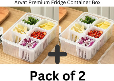ARVAT Plastic Fridge Container  - 2200 ml(Pack of 2, White)