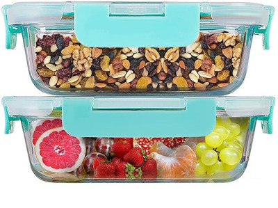 Cutting EDGE Essentials Glass Utility Container  - 1040 ml(Pack of 2, Clear)
