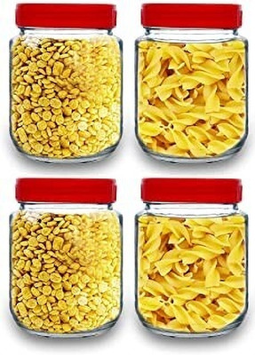 Coozico Glass Grocery Container  - 300 ml(Pack of 4, Clear)