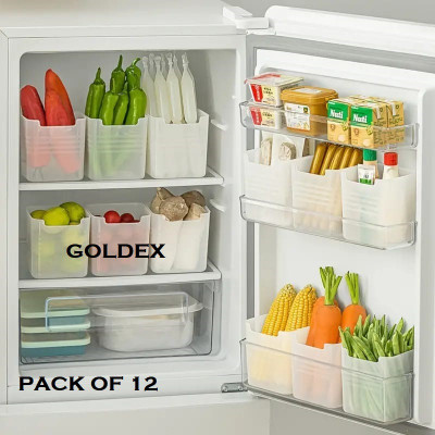 Goldex Plastic Grocery Container  - 1100 ml(Pack of 12, White)