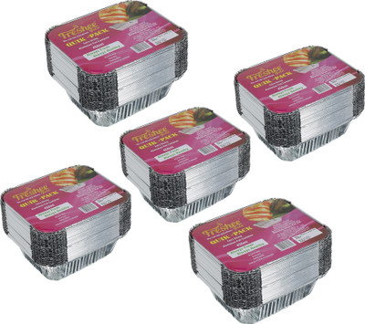 Freshee Aluminium Utility Container  - 450 ml(Pack of 5, Silver)