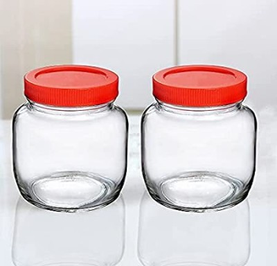 Coozico Glass Cookie Jar  - 300 ml(Pack of 2, Clear)