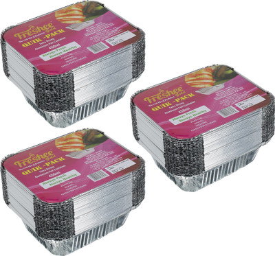 Freshee Aluminium Utility Container  - 450 ml(Pack of 3, Silver)