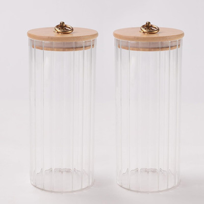 KUBER INDUSTRIES Glass Utility Container  - 1125 ml(Pack of 2, Clear)