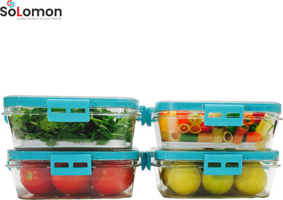 Solomon Plastic Grocery Container  - 700 ml(Pack of 4, Blue)