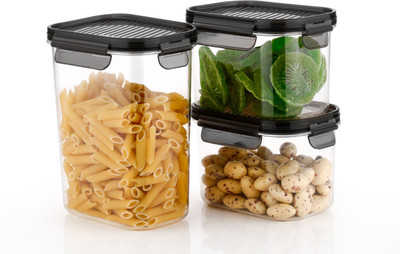RTENTER Plastic Grocery Container  - 1600 ml, 800 ml, 800 ml(Pack of 3, Multicolor)