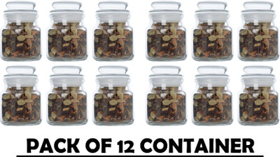 AAMU MOON Glass Grocery Container  - 100 ml(Pack of 12, Clear)