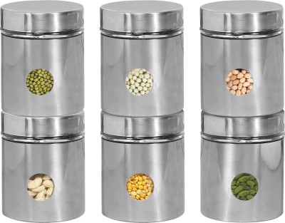 Flipkart SmartBuy Steel, Glass Grocery Container  - 900 ml(Pack of 6, Silver)