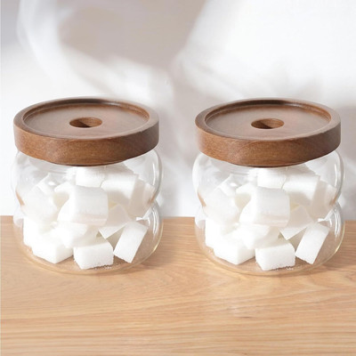 KUBER INDUSTRIES Glass Utility Container  - 340 ml(Pack of 2, Clear)