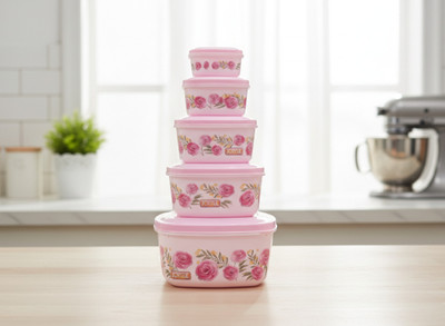 Joyful Plastic Utility Container  - 2000 ml(Pack of 5, Pink)