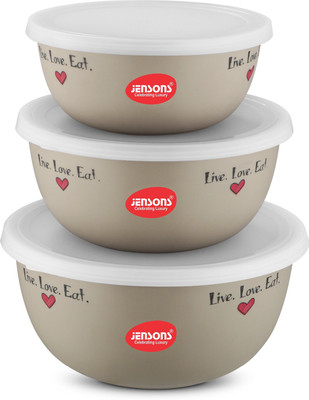 Jensons Steel, Plastic Grocery Container  - 600 ml, 800 ml, 1300 ml(Pack of 3, Beige)