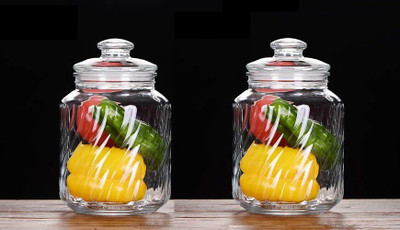 GOOD TO GREAT CREATION Glass Grocery Container  - 2300 ml(Pack of 2, Clear)