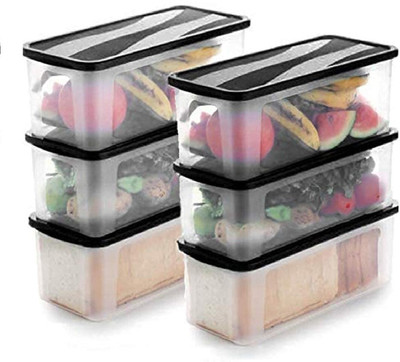 UNDERZZONE Plastic Grocery Container  - 2000 ml(Pack of 6, Clear)
