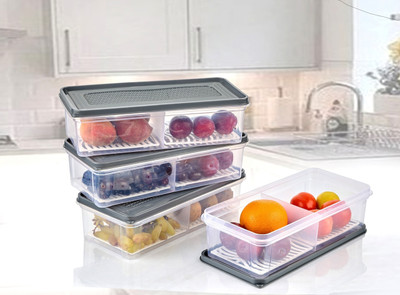 MAXIITOOLII Plastic Fridge Container  - 2000 ml(White)