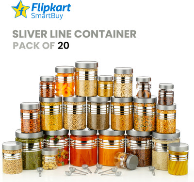 Flipkart SmartBuy Plastic Grocery Container - 1200 ml, 650 ml, 350 ml, 250 ml(Pack of 20, Silver)