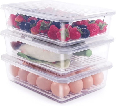 MOOZICO Plastic Fridge Container  - 2500 ml(Pack of 3, Clear)