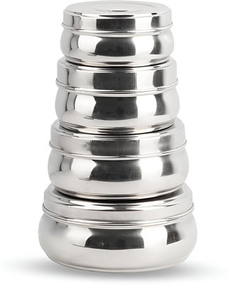 BOWLMAN Steel Bread Container  - 2500 ml(Pack of 4, Silver)