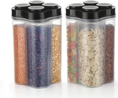 BENNUR 7 Plastic Cereal Dispenser  - 2500 ml(Pack of 2, Black)