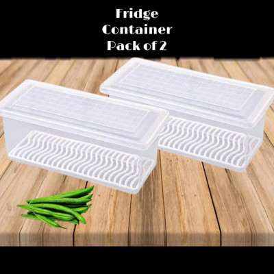 Mahadevent Plastic Fridge Container  - 1500 ml(Pack of 6, Clear)