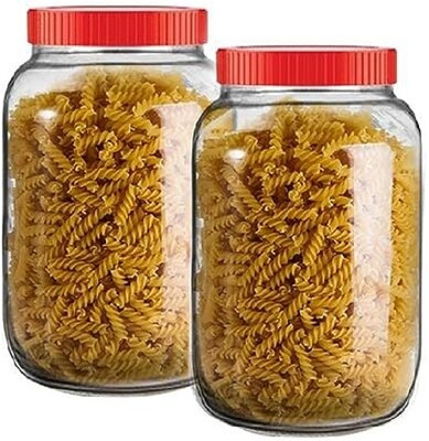 KEITSI Glass Grocery Container  - 1800 ml(Pack of 2, Clear)