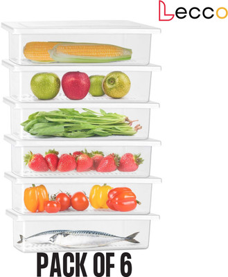 Lecco Plastic, Polypropylene Fridge Container  - 1500 ml(Pack of 6, Transparent)