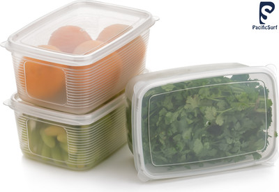 PacificSurf Plastic Fridge Container  - 1800 ml(Pack of 3, Clear)