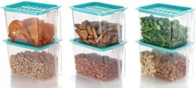 AKSHAR Plastic Fridge Container  - 1000 ml(Pack of 6, Green)