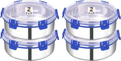 Zaib Stainless Steel Fridge Container  - 500 ml(Pack of 4, Blue)