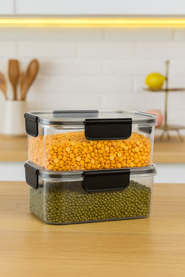 Aosys Plastic Grocery Container  - 800 ml(Pack of 2, White)