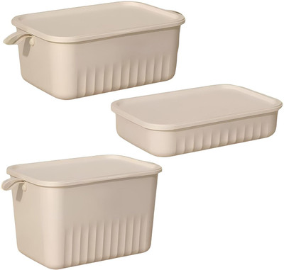 Ginoya Brothers Plastic Utility Container  - 9 kg(Pack of 3, Beige)