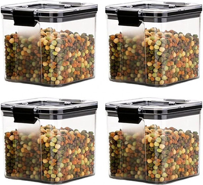 SNAOKITCHEN Plastic Grocery Container  - 700 ml(Pack of 4, Black)