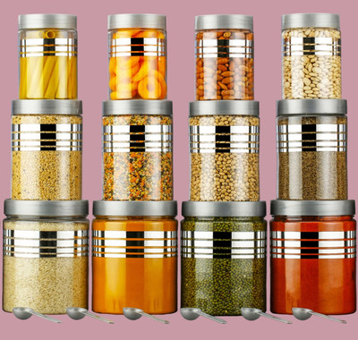 kokailkitchan Plastic Grocery Container  - 1200 ml(Pack of 16, Silver)