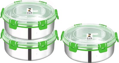 Zaib Steel, Polypropylene Grocery Container  - 1000 ml(Pack of 3, Silver, Green)