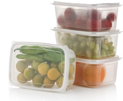 MILICRYSTAL Plastic Fridge Container  - 1800 ml(Pack of 4, White)