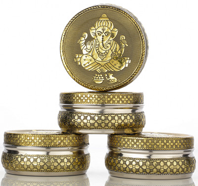 NAVRANG Steel Utility Container  - 300 ml(Pack of 4, Gold)