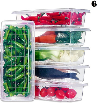 FINNIFTY Plastic Fridge Container  - 1500 ml(Pack of 6, Clear)