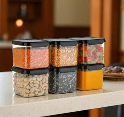 ALKAR Plastic Fridge Container  - 500 ml(Pack of 6, Black)
