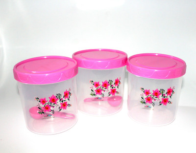 Wellnesaza Plastic Utility Container  - 1000 ml(Pack of 3, Pink)