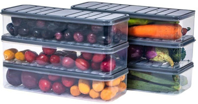 Zeonix Plastic Grocery Container  - 1200 ml(Pack of 6, Transparent)